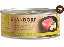 Grandorf Cat Филе тунца с мясом краба в собственном соку, 70 гр